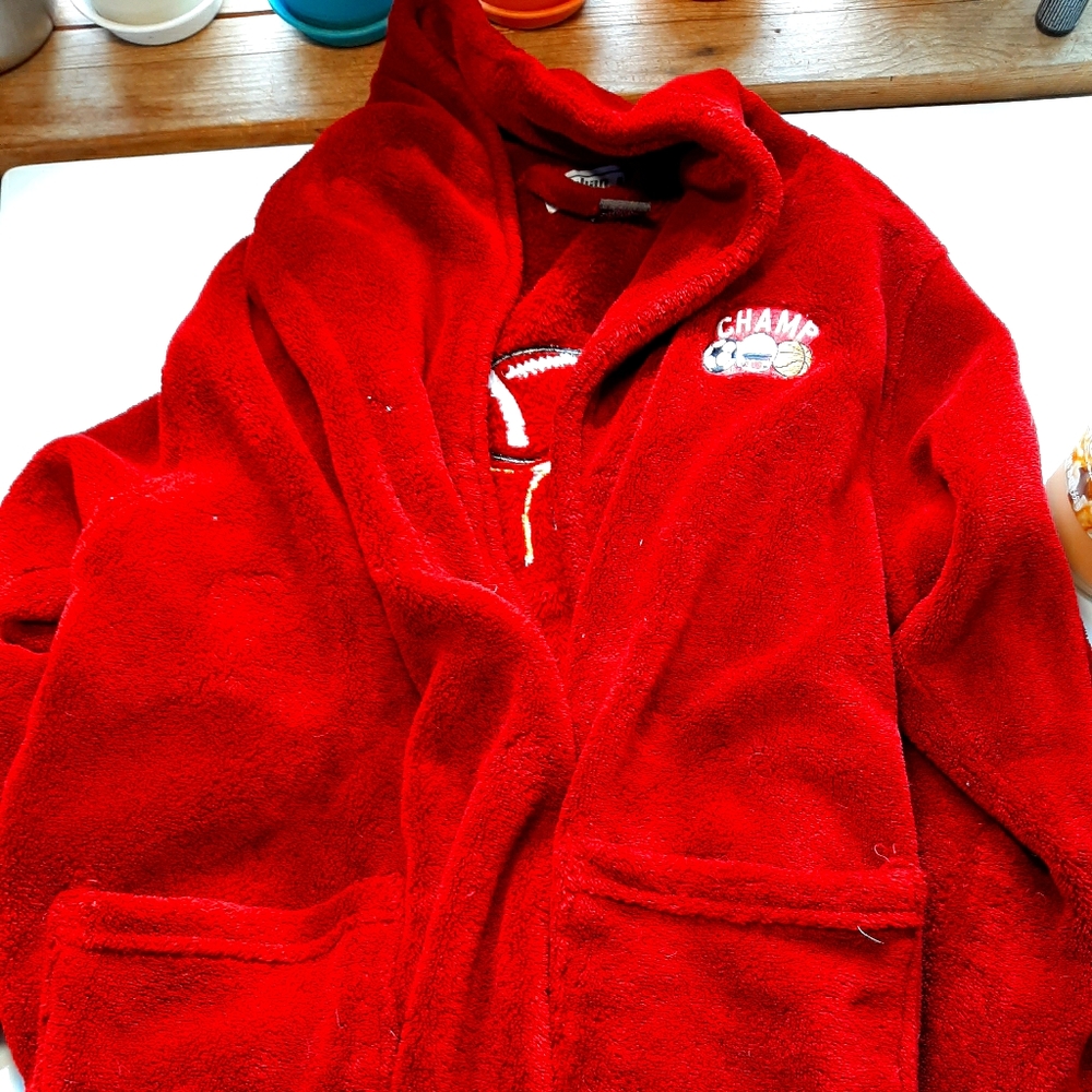 Red children's bath robe